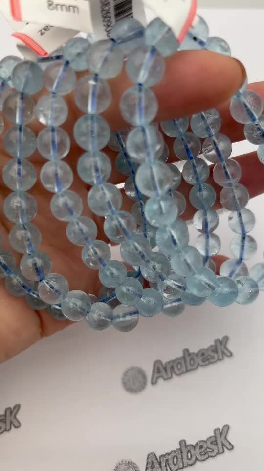Bracciale con topazio blu perline AAA da 8-9 mm