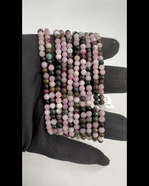 Bracciale in tormalina multicolore con perline da 4 mm