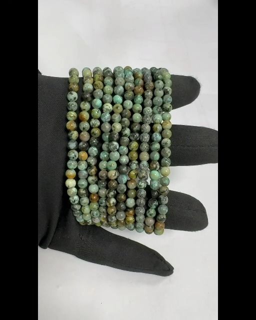 Bracciale con perline di turchese africano naturale da 4-5 mm