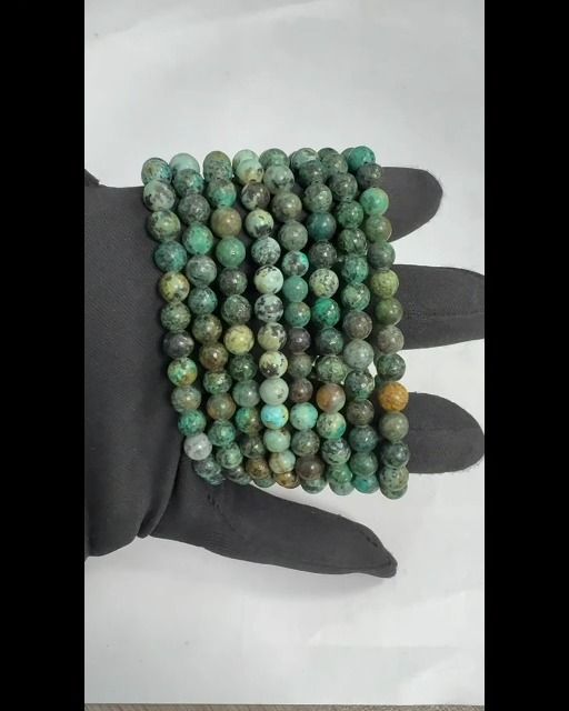 Bracciale africano turchese naturale perline 6mm