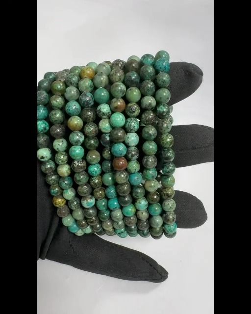 Bracciale turchese naturale dall'Africa A perline 6-7mm