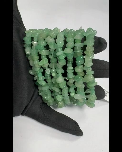 Bracciale in chips di avventurina verde 5-8mm 18cm