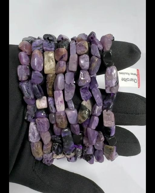 Bracciale in charoite, pietre laminate AA