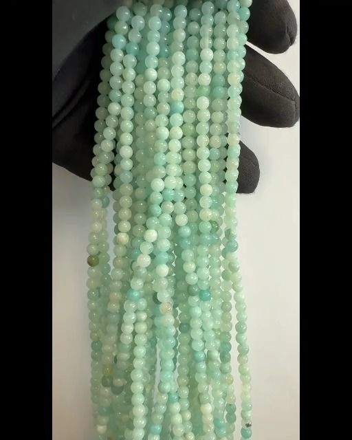 Perline di amazzonite brasiliana A da 4 mm su filo da 40 cm