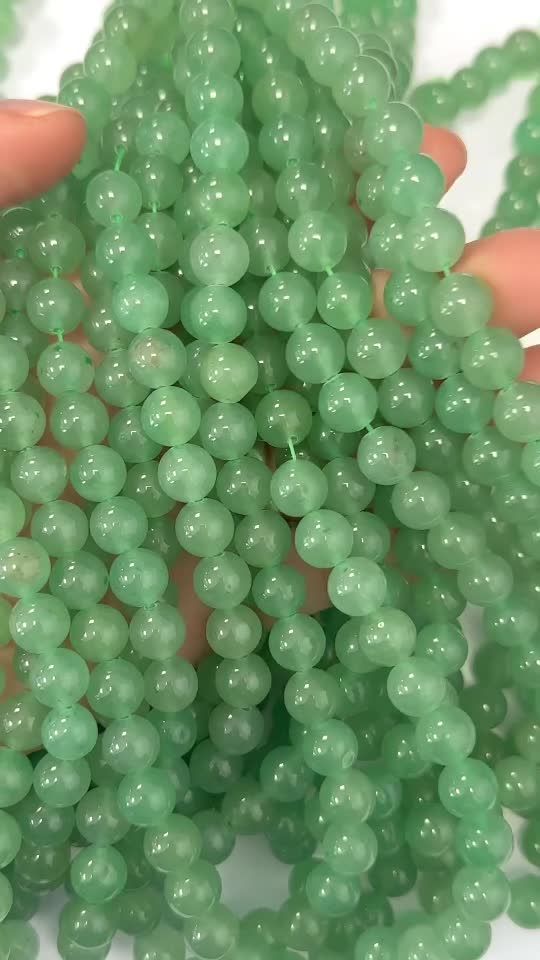 Perline di Avventurina verde da 8mm su filo da 40cm