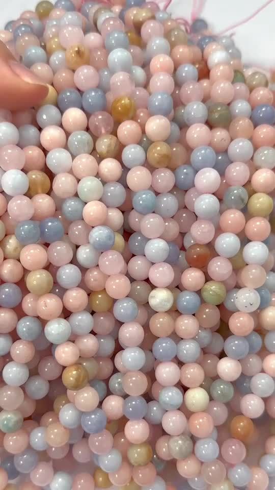 Perline di Beryls acquamarina & Morganite A da 7-8mm su filo da 40cm