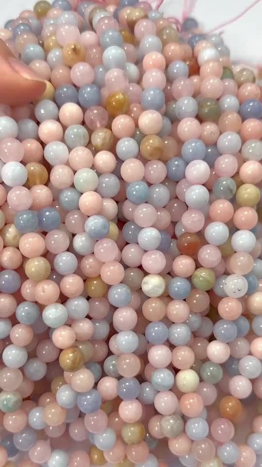 Berillo Acquamarina e Morganite A perline da 8-9 mm su filo da 40 cm