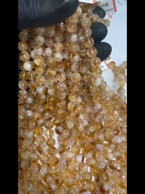 Perle A di citrino riscaldate da 7-8 mm su filo da 40 cm