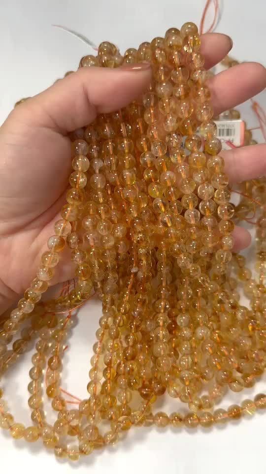 Perle di citrino AA riscaldate da 6.5-7.5 mm su un filo di 40 cm