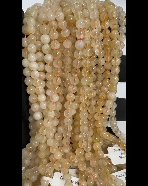 Perline di Citrino Naturale da 6mm su filo da 40cm