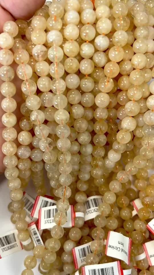 Perle di citrino naturale da 8-8.5 mm su filo da 40 cm