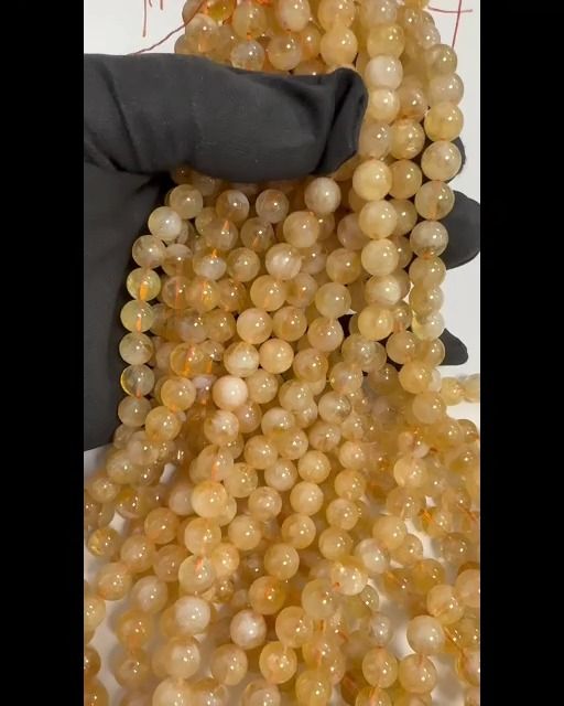 Perle di citrino naturale da 7,5-8,5 mm su filo da 40 cm