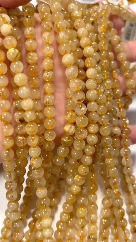 Perle di cristallo di rocca rutile A+ da 5-6 mm su filo da 40 cm