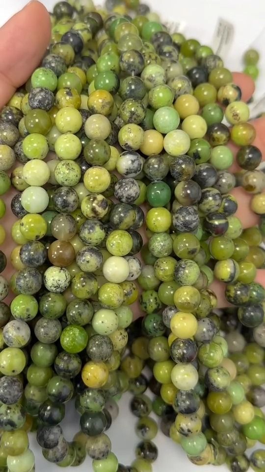 Perline di Chrysoprase Limone A da 8mm su filo da 40cm