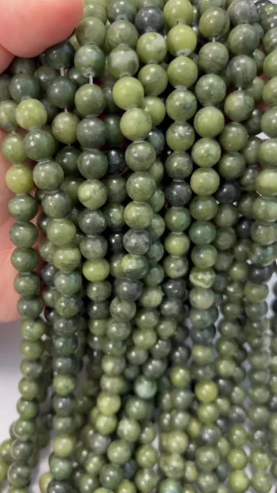 Perline di Jade Nephrite A da 8mm su filo da 40cm