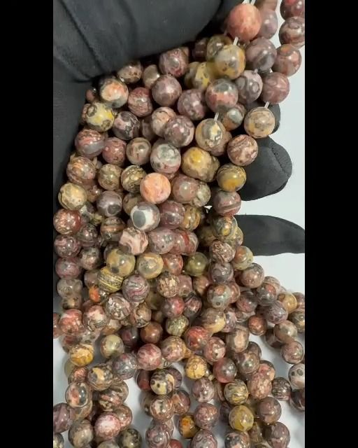 Perle di diaspro orbicolare leopardato da 8mm su filo da 40 cm