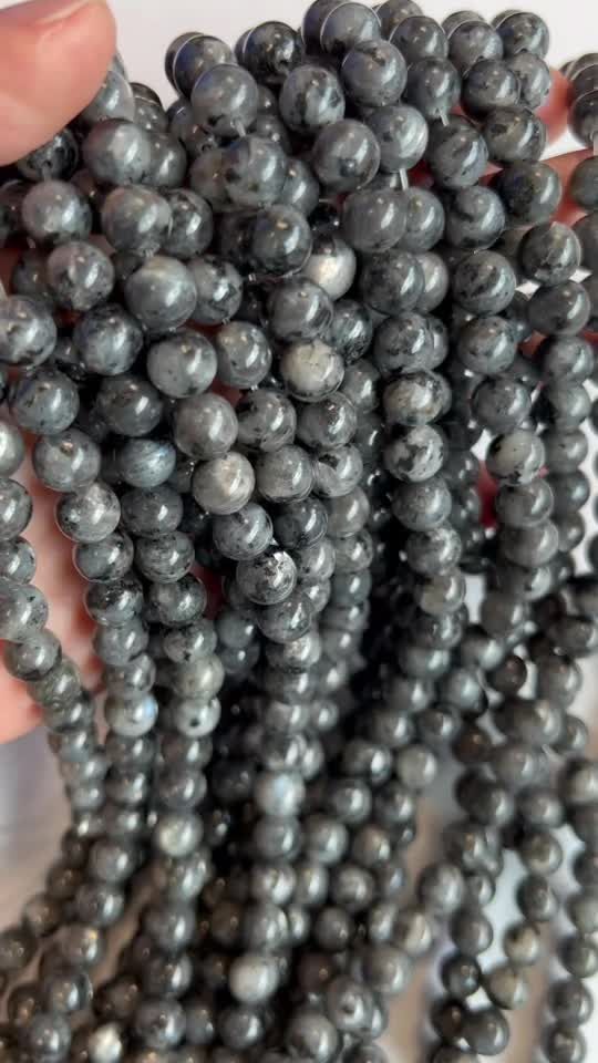 Perline di Larvikite da 8mm su filo da 40cm