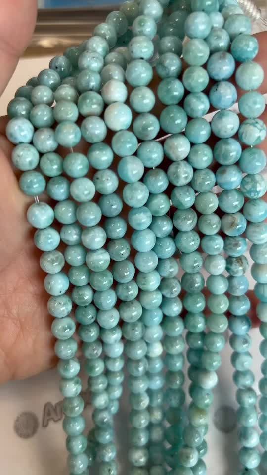 Perle di Larimar AA da 7mm su filo da 40 cm