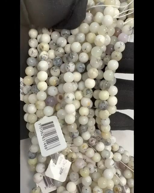 Perle di Dendrite Opale da 6mm su filo da 40 cm