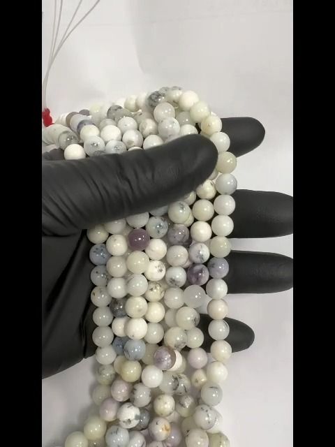 Perle di Dendrite Opale da 8 mm su filo da 40 cm