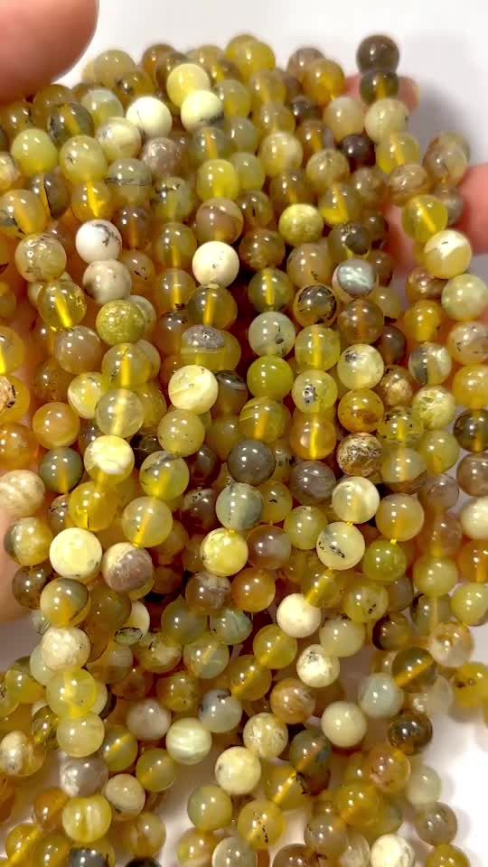 Perline di Opale giallo da 8mm su filo da 40cm