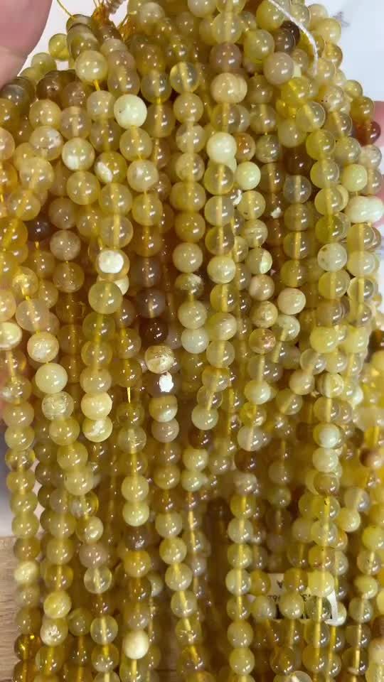 Perline di Opale giallo A da 8mm su filo da 40cm