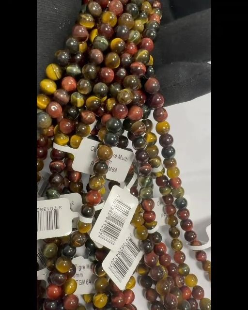 Perline multicolori Tiger Eye A da 6 mm su filo da 40 cm