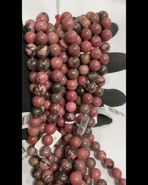 Perline di Rhodonite da 10mm su filo da 40cm