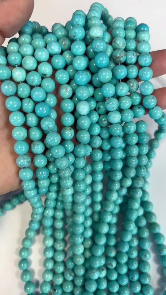 Turquénite Howlite naturale colorato Perle A da 8 mm su filo da 40 cm
