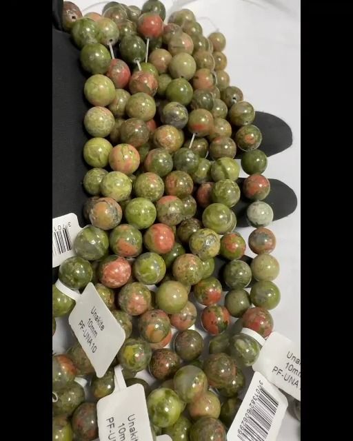 Perline Unakite da 10 mm su un filo da 40 cm