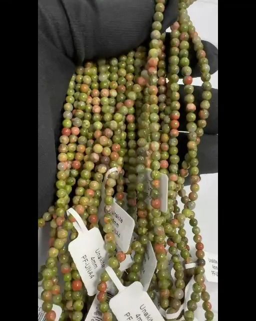 Perline Unakite da 4mm su un filo da 40 cm