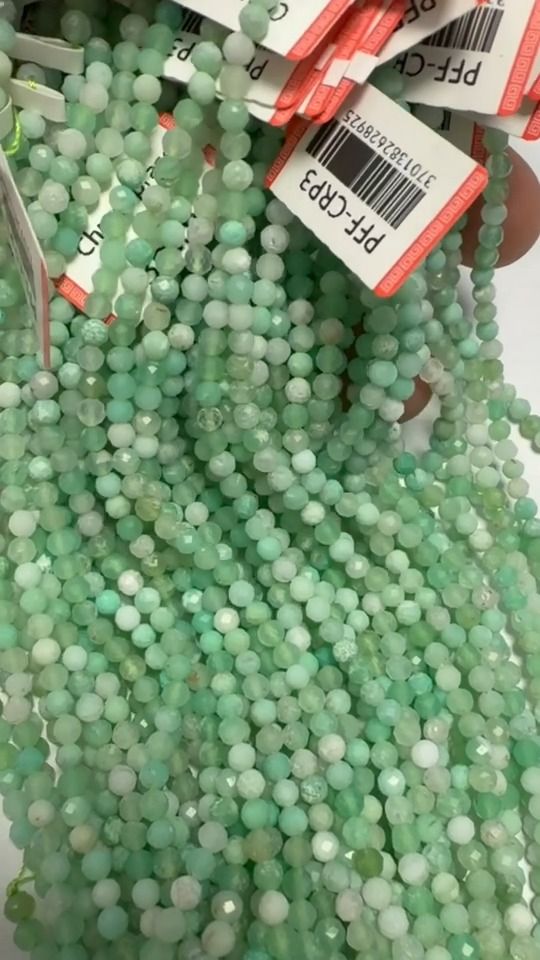 Filo di Perle Sfaccettate in Crisoprasio AA+ 3mm