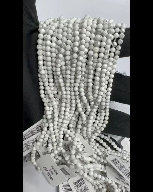 Howlite sfaccettata A Perline 3 mm su filo da 40 cm