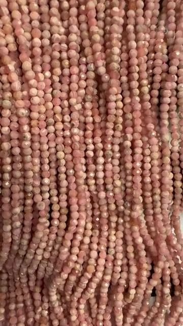 Perle argentine di rodocrosite sfaccettata AA da 3 mm su filo da 40 cm