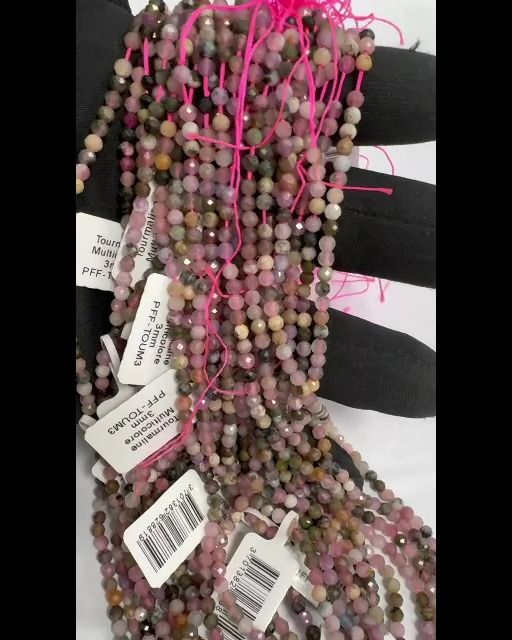 Perle di Tormalina Multicolor sfaccettata AA da 3 mm su filo da 40 cm