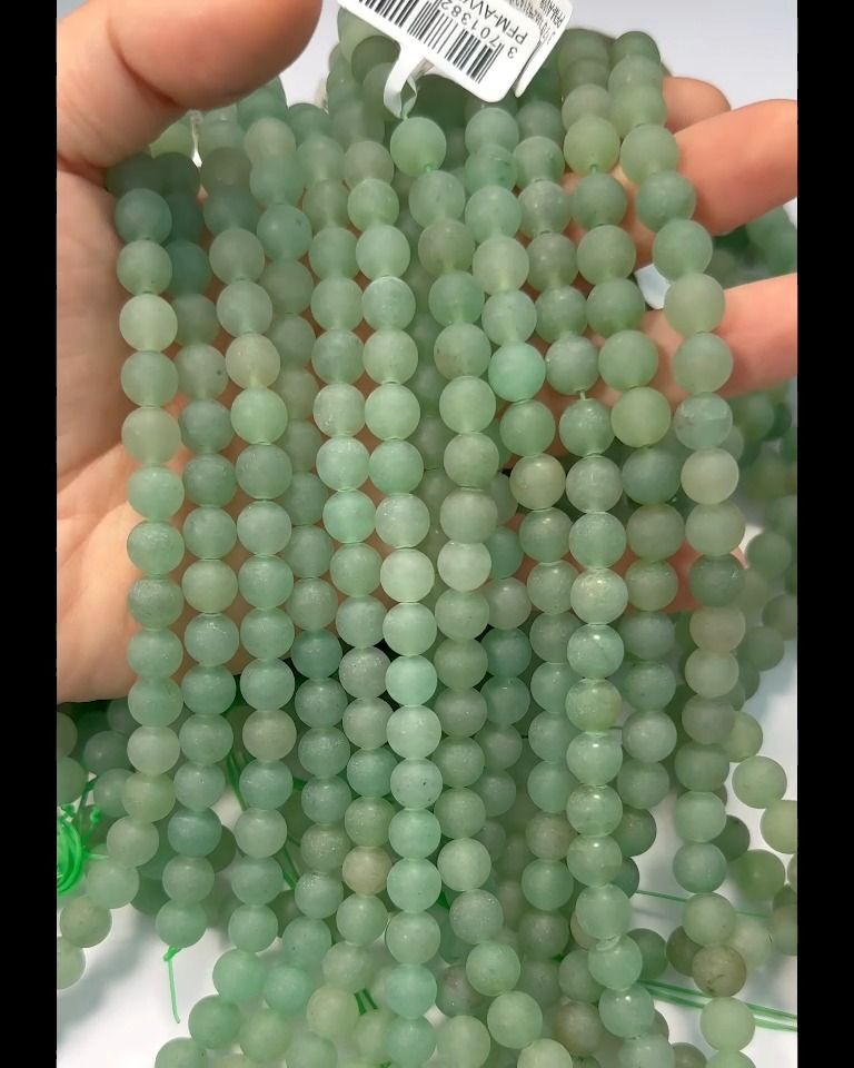 Avventurina verde Perline opache da 8 mm su un filo da 40 cm