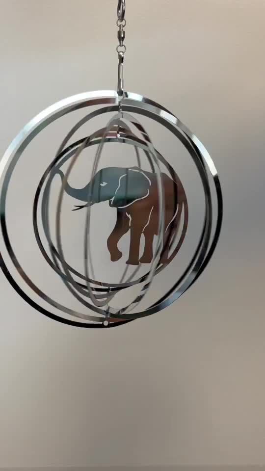 Campanello a vento elefante in acciaio 3D 15 cm