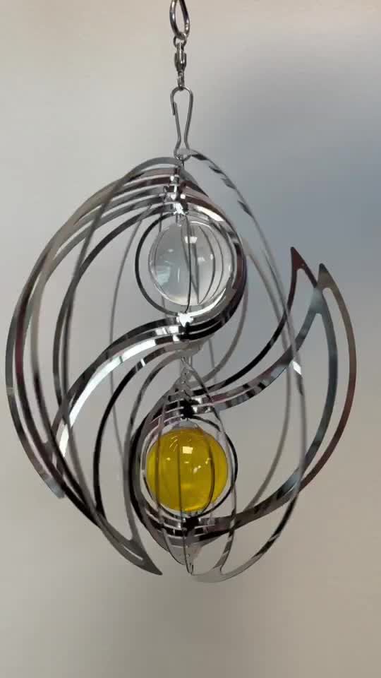 Campanello a vento 3D in acciaio yin yang 15 cm
